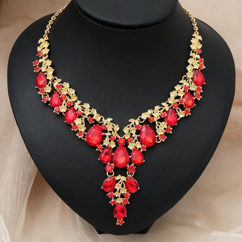 CSY Elegant Crystal Costume Jewelry Sets Flower Bridal Necklace Earrings Stretch Bangle Set for Bride Bridesmaid Wedding Dress Accessories - Image 2